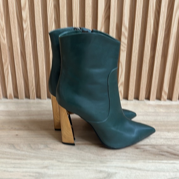 Icone Genuine Leather Green/Gold Ankle Boots size 8US 39EUR - Picture 3 of 9